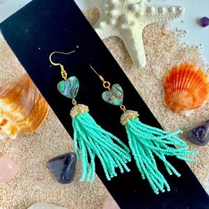 Genuine Abalone Jellyfish Tassel Earrings